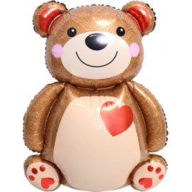 Шар (33''/84 см) Фигура, Мишка с сердцем, 1 шт. в уп. 