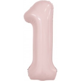 Аг 40 Цифра "1" Пыльная роза Slim в упаковке / 1 шт /, Фольгированный шар 