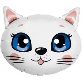 Аг Фигура Белая кошечка / 64*56 см / 1 шт., Фольгированный шар 