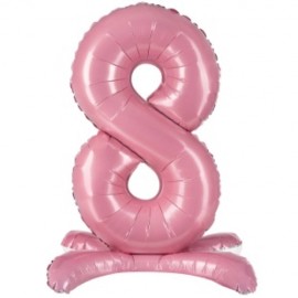 Шар (32''/81 см) Цифра, 8 на подставке, Розовый, 1 шт. в уп. 