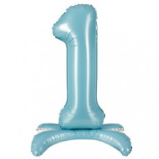 Шар (32''/81 см) Цифра, 1 на подставке, Голубой, 1 шт. в уп. 