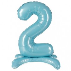 Шар (32''/81 см) Цифра, 2 на подставке, Голубой, 1 шт. в уп. 