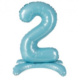 Шар (32''/81 см) Цифра, 2 на подставке, Голубой, 1 шт. в уп. 