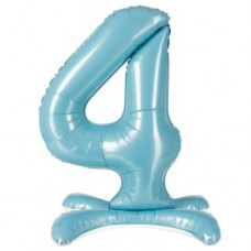 Шар (32''/81 см) Цифра, 4 на подставке, Голубой, 1 шт. в уп. 