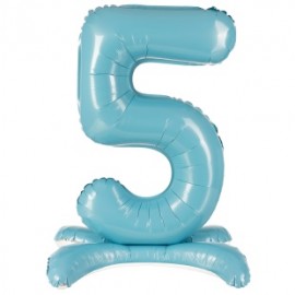 Шар (32''/81 см) Цифра, 5 на подставке, Голубой, 1 шт. в уп. 