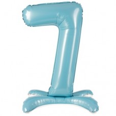 Шар (32''/81 см) Цифра, 7 на подставке, Голубой, 1 шт. в уп. 