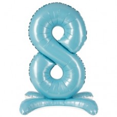 Шар (32''/81 см) Цифра, 8 на подставке, Голубой, 1 шт. в уп. 