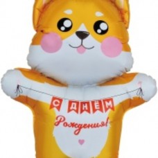 Шар (41''/104 см) Фигура, Корги на День Рождения, 1 шт. в уп. 