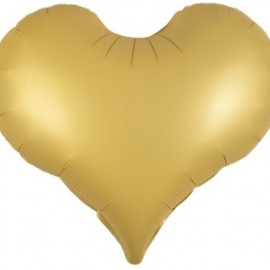 Шар (24''/61 см) Сердце, Люкс, Светлое золото, Сатин, 1 шт. 