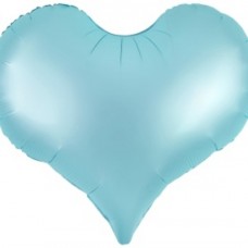 Шар (24''/61 см) Сердце, Люкс, Голубой, Сатин, 1 шт. в уп. 