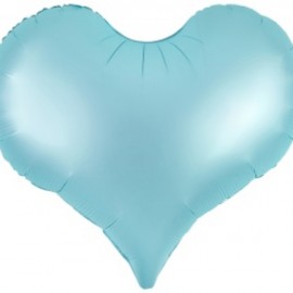 Шар (24''/61 см) Сердце, Люкс, Голубой, Сатин, 1 шт. в уп. 