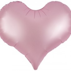 Шар (24''/61 см) Сердце, Люкс, Розовый, Сатин, 1 шт. в уп. 