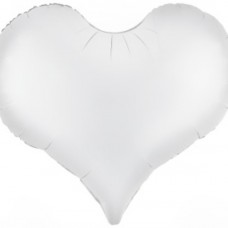 Шар (24''/61 см) Сердце, Люкс, Белый, Сатин, 1 шт. в уп. 