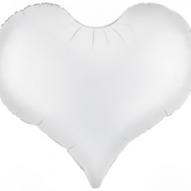 Шар (24''/61 см) Сердце, Люкс, Белый, Сатин, 1 шт. в уп. 