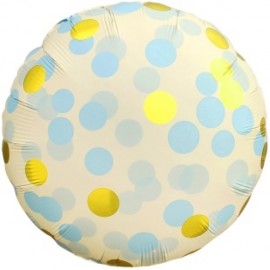 Шар (18''/46 см) Круг, Конфетти, Голубой, Сатин, 1 шт. 
