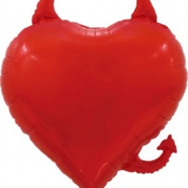 Шар (30''/76 см) Сердце, Чертенок, Красный, 1 шт. в уп 
