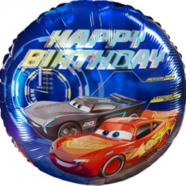 Шар (18''/46 см) Круг, Гоночные машинки, Happy Birthday, 1 шт. в уп. 