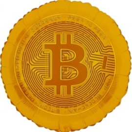 Шар (18''/46 см) Круг, Биткоин, Золото, 1 шт. в уп. (цв.этик.) 
