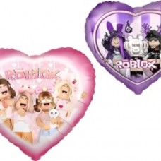 Шар (18''/46 см) Сердце, Блоки, Любимая игра, Розовый/Сиреневый, 1 шт. в уп. (цв.этик.) 