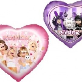 Шар (18''/46 см) Сердце, Блоки, Любимая игра, Розовый/Сиреневый, 1 шт. в уп. (цв.этик.) 