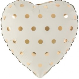 Шар (18''/46 см) Сердце, Золотой горошек, Кремовый, 1 шт. 