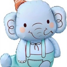 Шар (35''/89 см) Фигура, Слоник в колпачке, Голубой, 1 шт. в уп. 