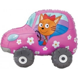 Шар 3D (29''/74 см) Фигура, Три Кота, Карамелька в машинке, 1 шт. в уп. 