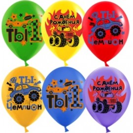 Шар (12''/30 см) Крутые машинки, Ассорти, пастель, 2 ст, 25 шт. 