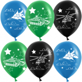 Шар (12''/30 см) Военная техника, Ассорти, пастель, 2 ст, 25 шт. 