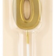 Свеча Цифра, 0 Чистая линия, на шпажке, Золото, 4,7*6,7 + 7 см, 1 шт. с держат. 