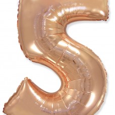 Шар (40''/102 см) Цифра, 5, Розовое Золото, 1 шт. 
