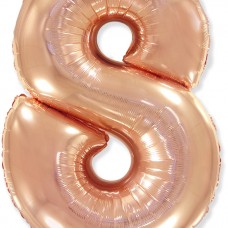 Шар (40''/102 см) Цифра, 8, Розовое Золото, 1 шт. 