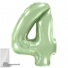 Шар (40''/102 см) Цифра, 4, Мятный, Макарунс, 1 шт. в уп. 