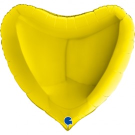 Шар (18''/46 см) Сердце, Желтый, 1 шт. 