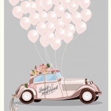 Конверты для денег, С Днем Свадьбы! (автомобиль с шарами), 1 шт. 