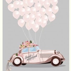 Конверты для денег, С Днем Свадьбы! (автомобиль с шарами), 1 шт. 