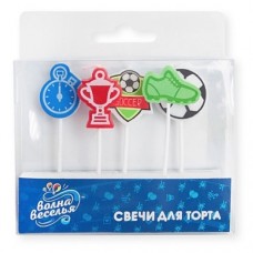 Свечи Фигура, Футбол, Ассорти, 2,5 см, 5 шт. 