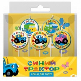 Свечи Круг, Синий трактор, 6,5 см, 5 шт. 