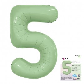 Аг 40 Цифра "5" Олива Slim в упаковке / 1 шт /, Фольгированный шар 