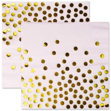 Салфетки, Золотое конфетти, Розовый/Золото, Металлик, 33*33 см, 12 шт. 