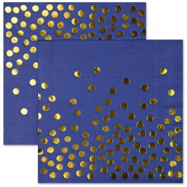 Салфетки, Золотое конфетти, Синий/Золото, Металлик, 33*33 см, 12 шт. 