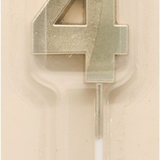 Свеча Цифра, 4 Грани, Белое Золото, 5 см, 1 шт. с держат.