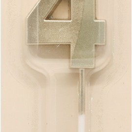 Свеча Цифра, 4 Грани, Белое Золото, 5 см, 1 шт. с держат.
