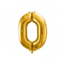 Шар (32''/81 см) Цифра, 0, Золото, 1 шт. в упак.