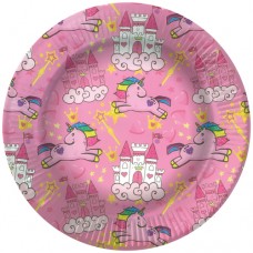 Тарелки (7''/18 см) Сказочные единороги, Розовый, 6 шт. 