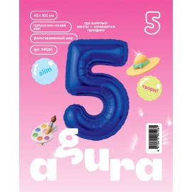 Шар (40''/102 см) Цифра, 5 Slim, Полуночно-синий, 1 шт. в уп. 