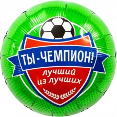 Шар (18''/46 см) Круг, Футбол, Ты Чемпион!, 1 шт. 