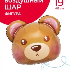 Шар (19''/48 см) Фигура, Голова, Милый мишка, 1 шт. в уп. 