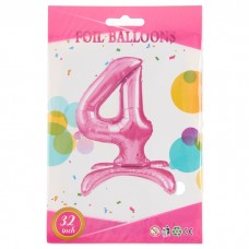 Шар (32''/81 см) Цифра, 4 на подставке, Розовый, 1 шт. в уп. 