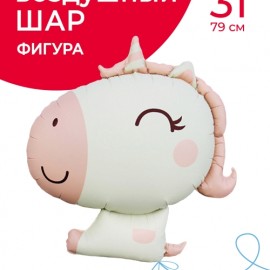 Шар (31''/79 см) Фигура, Милый единорог, Розовый, Сатин, 1 шт. в уп. 